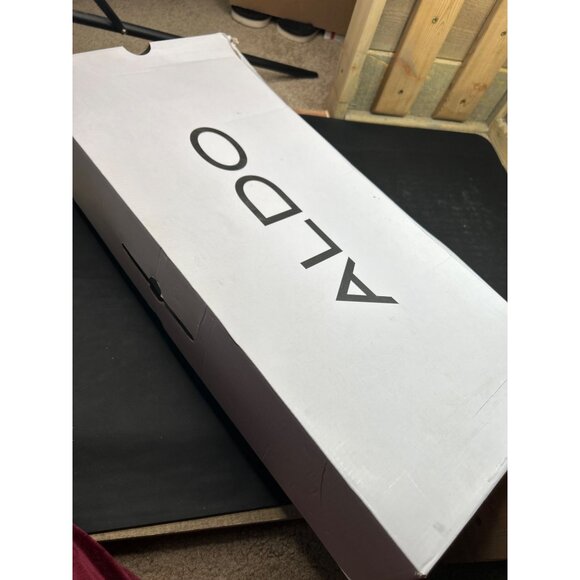 Aldo Black Faux Leather Knee-High Boots Size 8 With Chunky Heel & Side Zipper - Picture 3 of 11